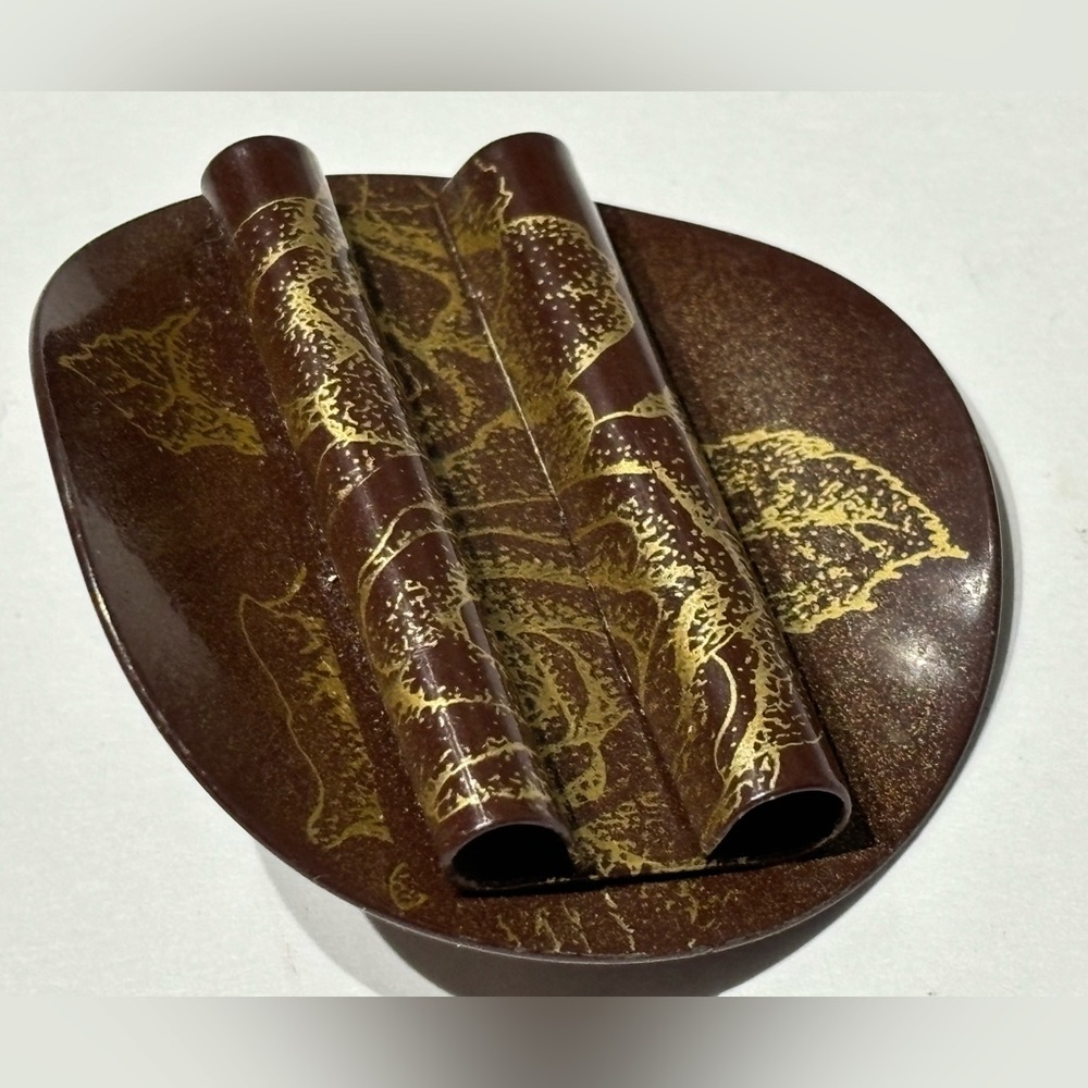 Vintage Laurana Elegant Brown Metal with Gold flower pattern print